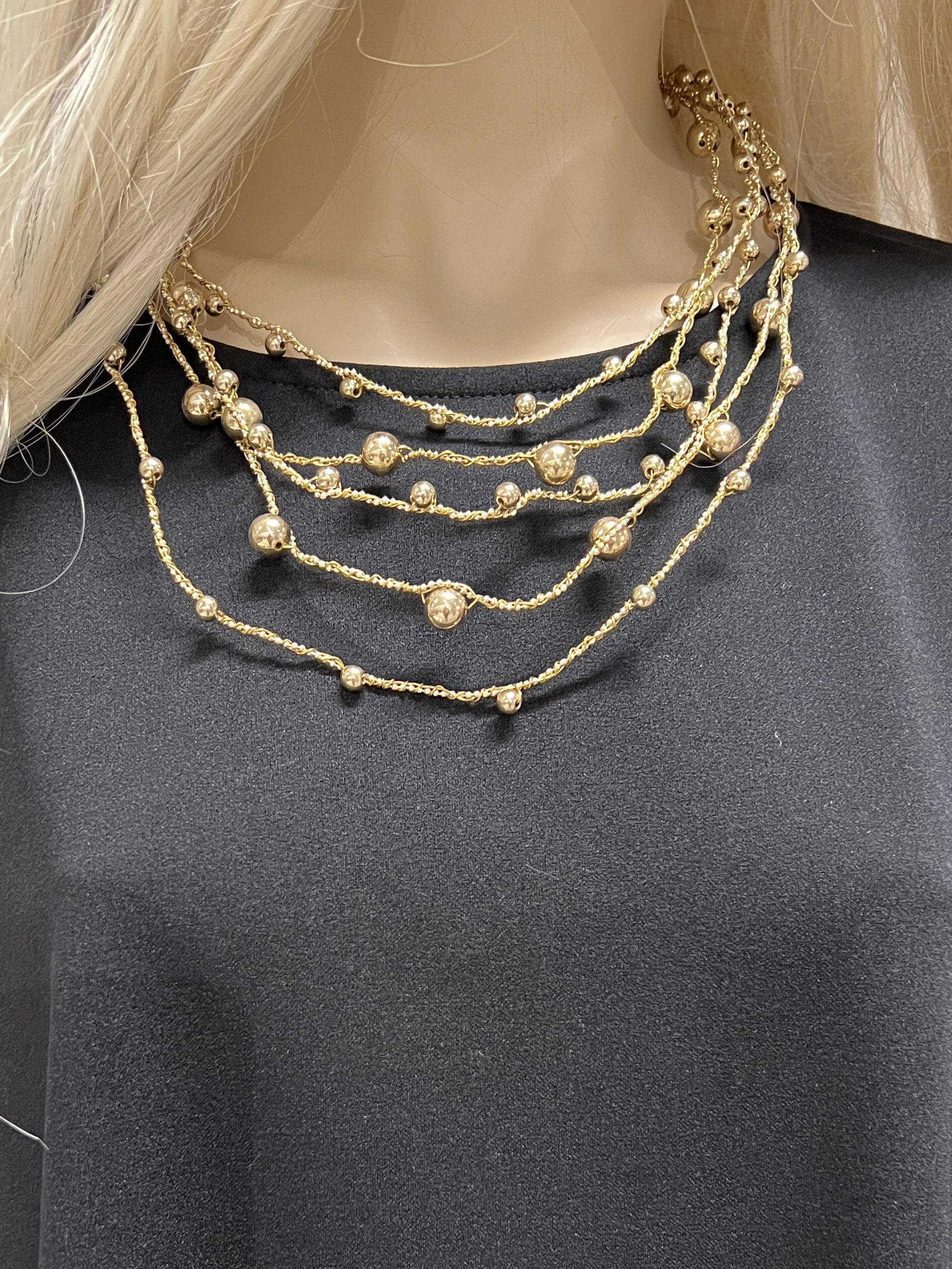 Cosima - Guldhalsband med guldpärlor - Gold